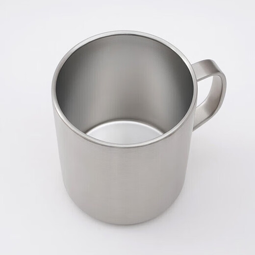 MUJI stainless steel double-layer mug large capacity male and female office student water cup tea cup coffee cup silver 490ml