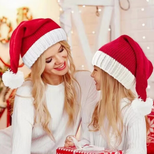 Domeiyi Christmas hat Christmas decoration Christmas headdress Santa Claus children adult dress knitted hat