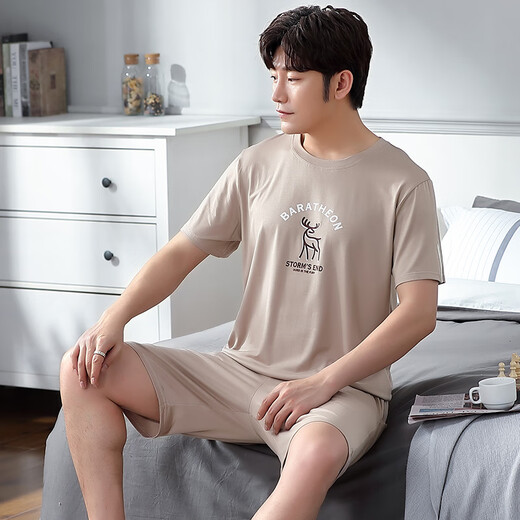 Upiece Pure Cotton Men's Pyjamas Men's Pyjamas Pyjamas et pantalon Pantalon Spring and Summer Home Vêtements à domicile Costume en deux pièces pour vêtements extérieurs 844 L [110-140Jin [Jin est égal à 0,5 kg]]]