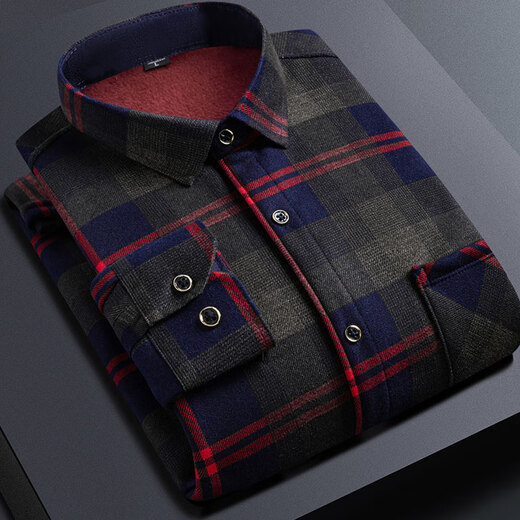 Aseblarm Herren warmes Hemd plus samt verdickter langärmelige karierte Blumenhemd koreanischer Stil Trendy Dad Herren Anti-Falten-Platten plus Samt Hb679 (Modell) 2xl geeignet für 140 Jin [Jin Equals Equals ärgerlich]-159 Jin [Jin Equals Equals 0,5 kg]