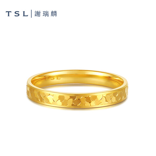 谢瑞麟（TSL）黄金戒指女款碎碎冰系列5G工艺足金指环XP045 13号圈口（约2.45g） 计价类（工费约690元）