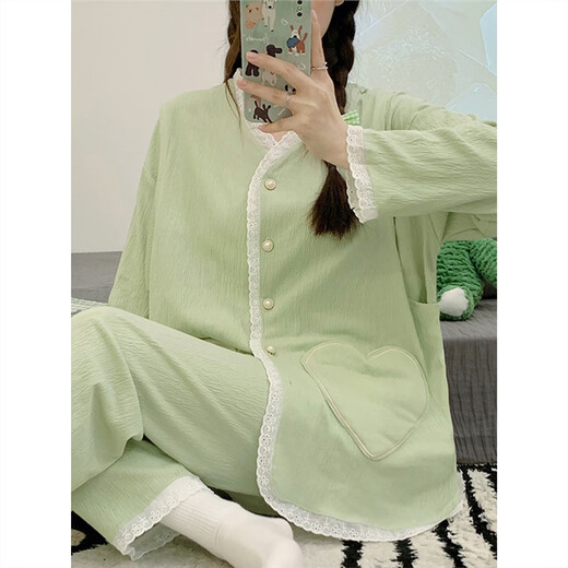 Qiao Yumeng confinement clothes for winter cotton postpartum breastfeeding large size pregnant women pajamas for women spring and autumn style two-piece summer suit for pregnancy confinement v6628 cotton cardigan rabbit suit XL recommended 120-140Jin [Jin equals 0.5 kg] wear