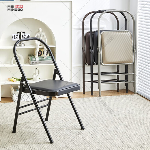 Meimbo yoga chair Yoga Iyengar assistive Pilates chair PU surface special folding yoga stool rear double beam black cloth surface with waist support 1.5 tube wall special c