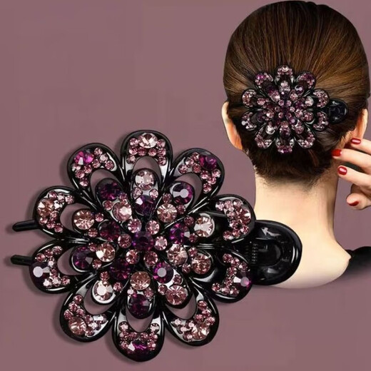 Kahneman Large Grappling Clip Back of the Head Hair Clip Women's Gradient Duckbill Clip Hair Clip Mother's Gift New Ponytail 3-Tooth Elegant Purple Swallowtail Clip