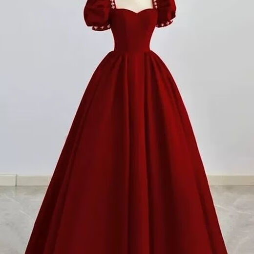 奕诗颜订婚衣服女平常可穿敬酒服新娘新款在逃公主法式主持年会红色结婚 3291 L