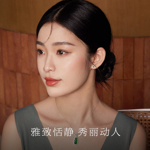 Oriental Jade Exquisite Niche Versatile S925 Silver Inlaid Imperial Green Jade Earrings Stud Earrings for Women Birthday Gifts for Women