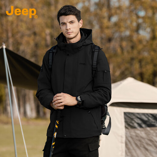 JEEP 3-in-1 Jacket High-end Detachable 2025 Autumn and Winter Outdoor Windproof Sports Mountaineering Jacket for Men