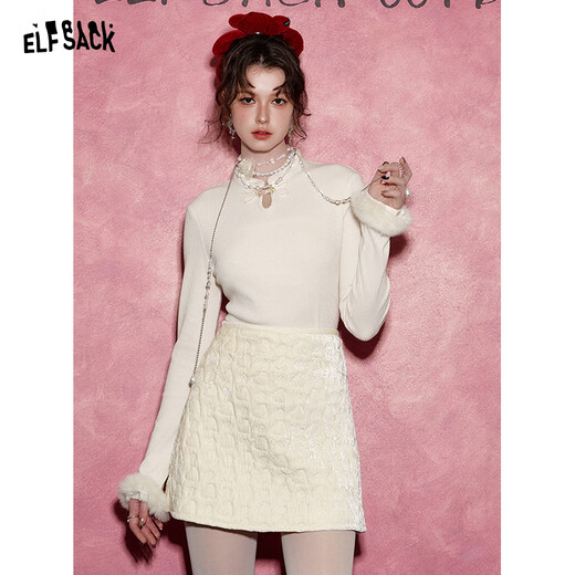 Fairy's Pocket New Chinese Love Printed Skirt Two-piece Suit for Women 2024 Winter New Style Temperament Design Milky White M