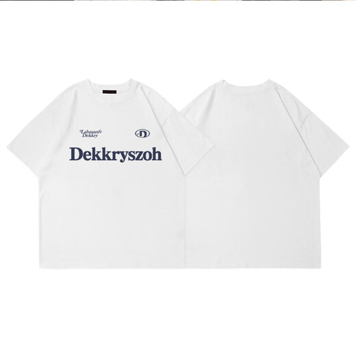 POUM short-sleeved T-shirt men's summer new European and American retro high street ins trendy letter printing pure cotton loose versatile clothes SSYFS-M841 white S