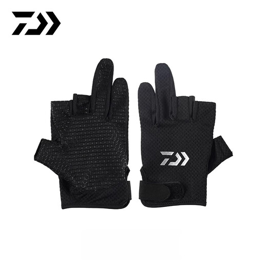 Zailou's new lure gloves, sweat-absorbent and quick-drying fishing gloves, mesh breathable, 35-finger sports gloves, one size fits all, 3-finger black, exposed