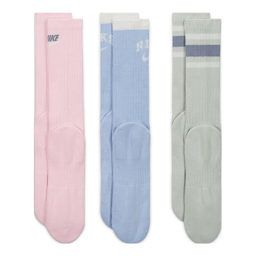 耐克(NIKE)袜子男女同款 吸汗运动袜 中筒袜三双装DX7665-902多色装L