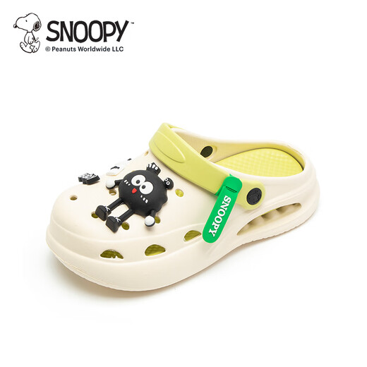 SNOOPY史努比童鞋儿童洞洞鞋男童宝宝户外防滑耐磨凉拖鞋中大童沙滩鞋女 白绿 37 -38 码适合脚长23.0-23.7cm