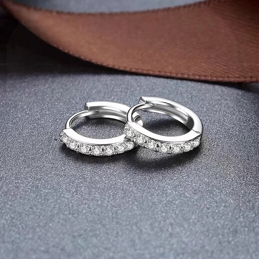 DL 1998 Fat Donglai same style pt950 platinum earrings set with single row of diamonds 18Kl platinum ear studs and buckles light luxury earrings for girls, a pair of single row platinum earrings/national inspection certificate/gift