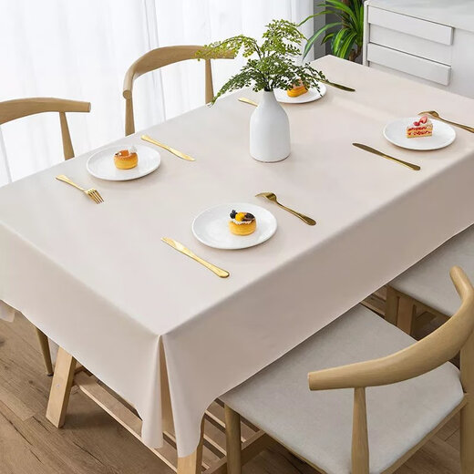 Selected light luxury tablecloth, oil-proof, anti-scalding, no-wash PVCins style 2023 new dining table, gray 138*220cm