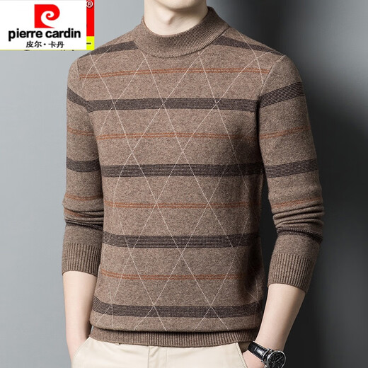 Pier Cardin high-end thickened cardigan men's autumn and winter new middle-aged half-turtleneck sweater warm knitted base shirt Daddy men 15832 green 165/M suggests 100-115Jin [Jin equals 0.5 kg]
