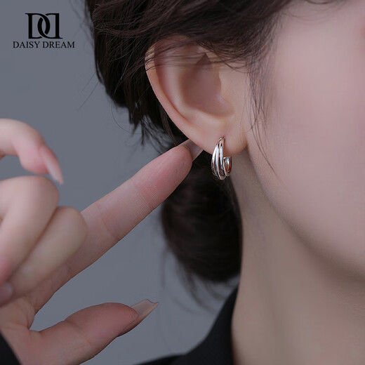 DAISY DREAM925 Silver Needle Multi-Layer Earrings 2025 New Simple Versatile Trendy Earrings Niche Unique Commuting Ear Jewelry Silver Multi-Layer Earrings