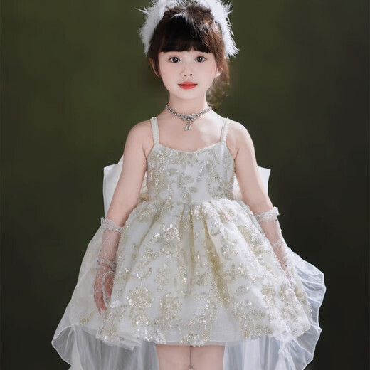 G.DuckKids маленькая желтая утка для девочек одевать детскую белую музыкальную коробку Принцесса Лолита День Рождения Цветочники Девушки Платье Юбка 120 Размер 5 ~ 6 лет [110-120 см]]