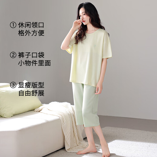 Modal Pyjamas für Frauen 2025 Neue Sommer-Modal-Baumwolle mit Brustpolster Frauen kurzärmelige elegante Heimkleidung für Sommer LZS: 6210 Orchid Purple English XL [Nackt Schlaf ohne Gefühl]