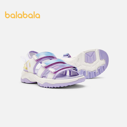 Balabala children's shoes children's sports sandals girls beach shoes summer sweet mesh breathable shoes Velcro pink purple 70005 36 (foot length 22.1-22.7/inner length 23.2)
