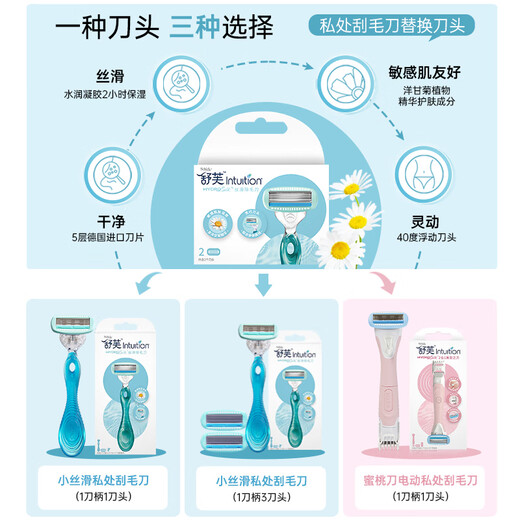 Schick Small Silky Smooth Replacement Blades 2 Pack Ladies Private Part Hair Removal Suitable for Sensitive Skin