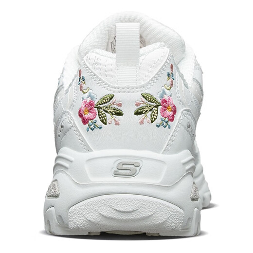 斯凯奇（Skechers）女鞋春季2025新款厚底增高老爹鞋刺绣熊猫鞋白色运动鞋轻便休闲鞋 11977-WHT 35