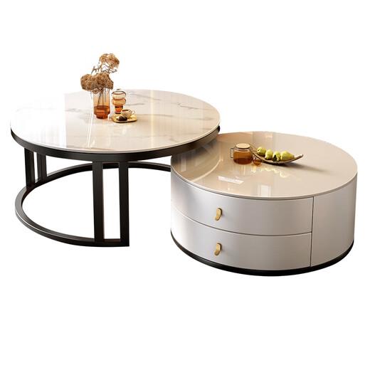 Yang Yiyue simple coffee table living room home side table light luxury small apartment coffee table TV cabinet 60 fish belly white slate + 70 tempered glass