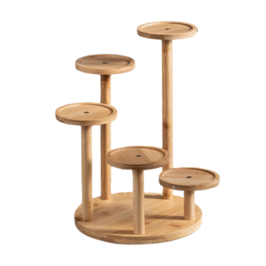 Housewife solid wood desktop multi-layer small flower rack succulent solid wood bay window balcony living room office flower pot rack storage green plants five round flower rack