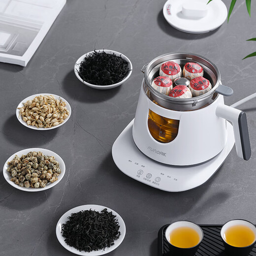 FUNORK tea kettle, steam spray health kettle, insulated black tea steaming tea kettle, office tea and water all-in-one smart model (rubber-coated to prevent scalding) 0.8L