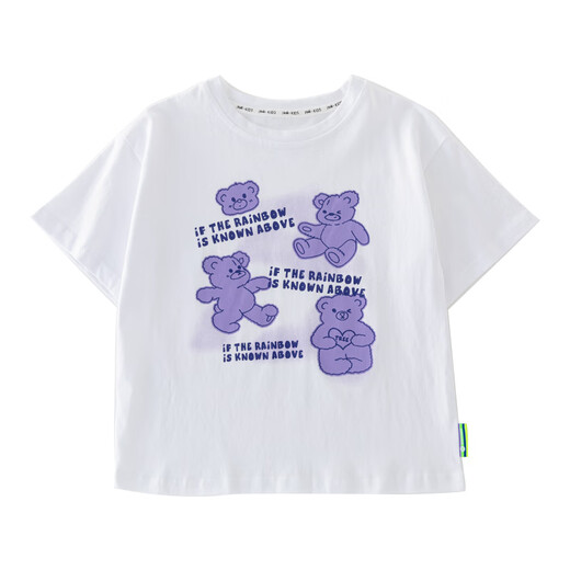 Pitt Pitt Girls Top White T Summer 2024 Neue Mädchen kurzärmelig lose Sommer Kinder Sommer T-Shirt 9922 Weiß 130 cm