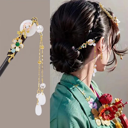 Bai Qixin's hairpin, ancient style wooden hairpin, Hanfu step rocker hairpin, tassels, gift box for girlfriend and wife, Teacher's Day gift, Earthly Moon hairpin, gift box