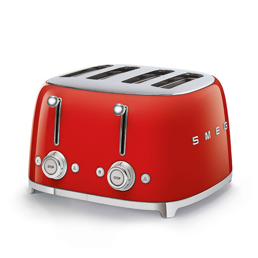 SMEG Italian retro toaster toaster sandwich breakfast machine toaster multi-functional household 6-speed baking TSF03 red (four-piece)