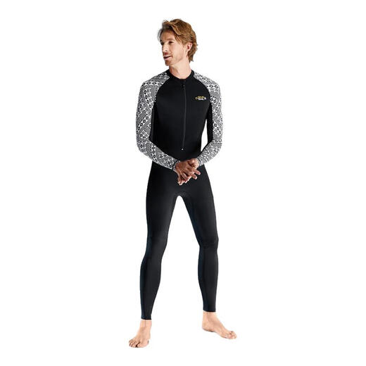 DIVE&SAIL men's and women's one-piece swimsuit long-sleeved quick-drying suit surfing suit wetsuit ice-sense Lycra jellyfish suit hot spring suit black men's S