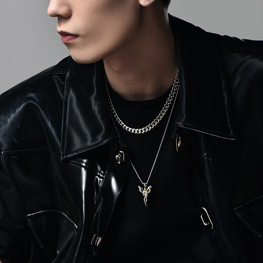 Mingyang Zhuhai 925 silver necklace men's hip-hop trend cross pendant men's sweater chain simple high-end fashion accessories pendant-with 60CM steel chain