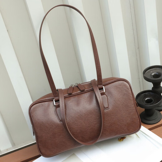 Mospoke Light Luxury Brand Genuine Leather Bag Bags Women's Bolse Retro Axx Bag Bag Bolle Bag Bag Nicho de vaca Crossbody Bag 878 Angora Ancho rojo 33*Altura 18*Gros de espesor 10 cm