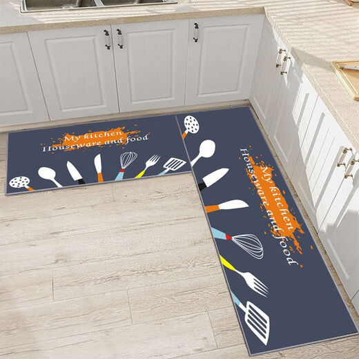 Xuxian kitchen floor mats, oil-proof, non-slip, water-absorbent and dirt-resistant floor mats, cartoon strip carpets, household floor mats, kitchen 6 50*80+50*200 (set)