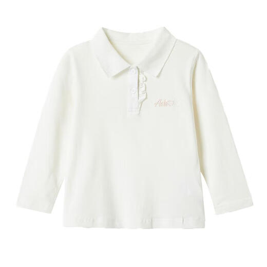 ASK JUNIOR Girls T-shirt 2026 Spring Solid Color Sports Leisure Versatile Children's Running Polo Shirt White 130