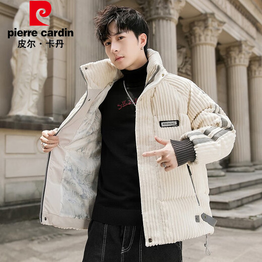 Pierre cardin down jacket men's jacket men's winter new casual winter corduroy men's goose cold-proof thickened warm clothes 138202 khaki XL (recommended 130-150Jin [Jin equals 0.5 kg])