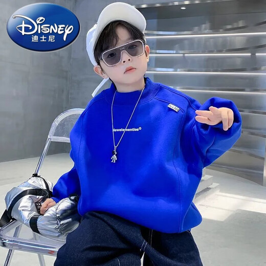 Disney (Disney) boys turtleneck spring and autumn sweatshirt Korean version loose casual fashion network dazzling children turtleneck sweatshirt boys bottoming shirt black plus velvet 110