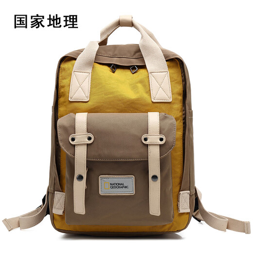 National Geographic Backpack Student Computer Bag Large Capacity Couple Waterproof Travel Outdoor Fashion School Bag Khaki