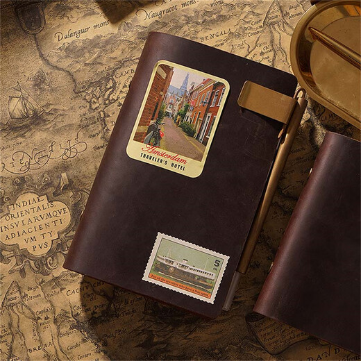 
AIGUONIU Retro leather notebook handmade top layer cowhide binder notepad business office manual Crazy horse leather gift customization [A6] Coffee/coffee standard 100 inner pages