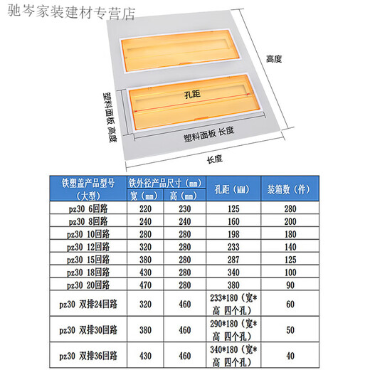定制pz30配电箱家用电表箱面板强电箱电箱盒盖板电源空开盒照明箱 铁小15路_黄