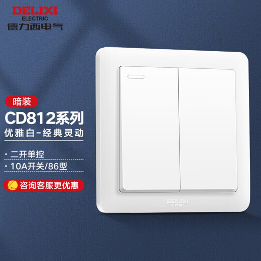 DELIXI switch socket panel CD812 series double open two open single control switch elegant white