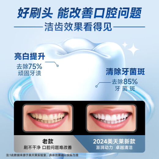 美天莱适用飞利浦HX6616/51/50/6610/6631/6620/6622/6630/32电动牙刷头替换菲利普 C2-清洁菌斑型 中软毛 6支
