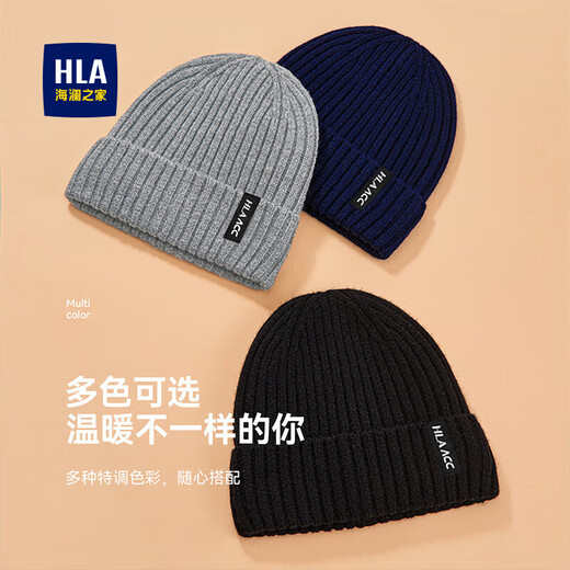 Heilan House (HLA) Hat Men's Autumn and Winter Warm Plush Wool Knitted Hat Women's Wool Windproof and Coldproof Black