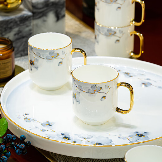 Han Ming housewarming wedding gift cup set Jingdezhen high-end ceramic teapot water cup living room household tea set complete set high-end bone china tea set 8-piece gift box