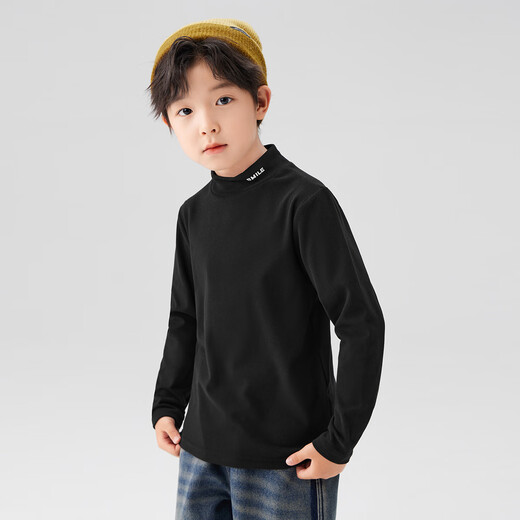 Zuoxi boys' bottoming shirt autumn and winter 2024 new children's long-sleeved T-shirt tops antibacterial black 140