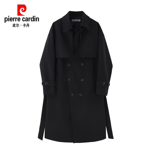 Pierre Cardin Corea Windbreaker para el estilo medio de los hombres sobre la rodilla coreana suelta de doble pecho para el otoño y el invernal en espesamiento de color caqui gris s