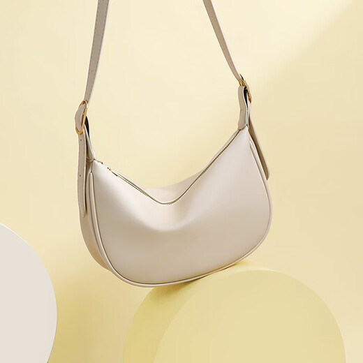Bolsa Viney Bag Women's Cow Wide Bolsas Crossbody Light Luxury Empit Bag Bag Bold de cumpleaños For Girlfriend Wife [White] Bolsa de almohada de marca práctica de alta gama