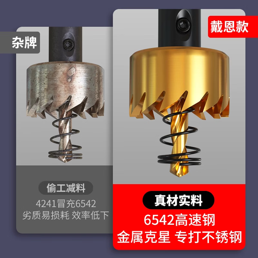 Stainless steel hole opener, hexagonal handle, metal high steel hand, iron sheet opener, special drill bit for reaming holes, hexagonal handle rod * 2 pieces, only suitable for 28mm and above