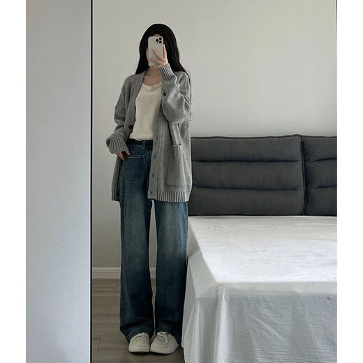 智兜兜胖mm大码针织衫宽松开衫毛衣慵懒风复古女秋冬学院外套上衣300斤 黑色9901单件马甲 5XL 码200-230斤